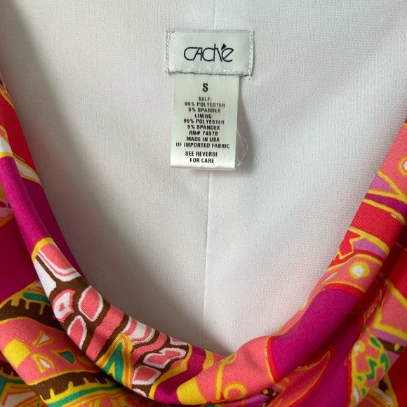 Cache paisley print belted stretch shift dress size small new without tags - Picture 2 of 3